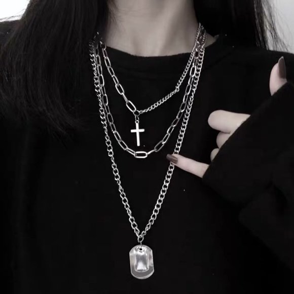 Hip Hop Titanium Steel Multilayer Necklace - Picture 1 of 8